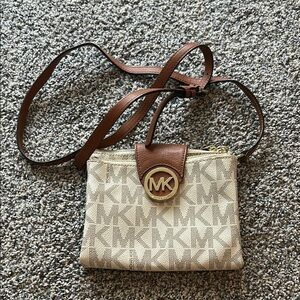 Michael Kors Elegant Brown and Cream Crossbody
